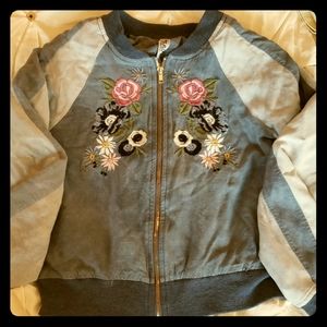 Blue Embroidered Lightweight Jacket